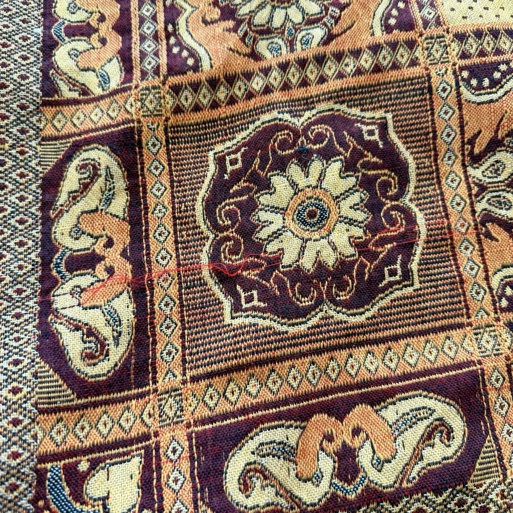 Tufail Tex Multan Pakistan Bed‎ Cover & Sham Fringe Red Gold Boho Indie Tapestry
